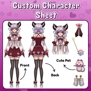CHARACTER SHEET, Vtuber Model, Reference Sheet, Character Reference Sheet, Reference Sheet Commission,  Furry Reference Sheet, Anime Design