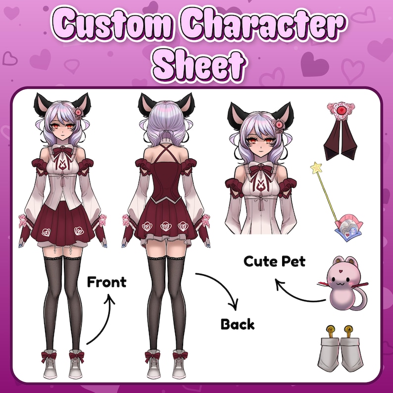 Custom Vtuber Character Reference Sheet: Hand-drawn OC Design - Etsy