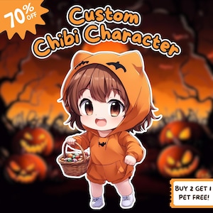 Custom Chibi Halloween Character Art: Anime Fanart Gift