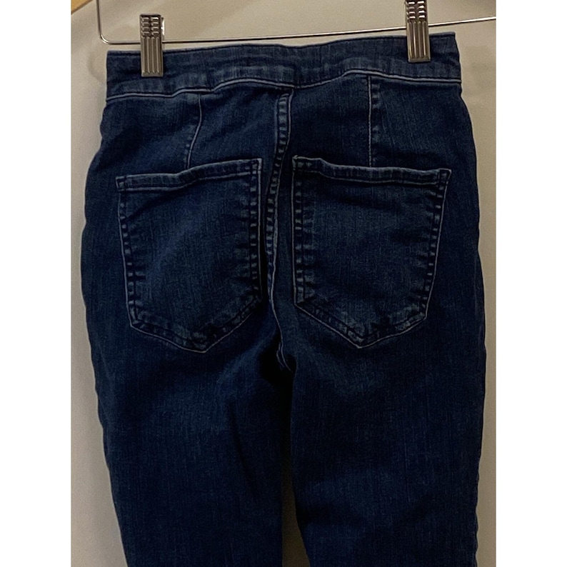 FREE PEOPLE Lace Tie Up Jeans 24 Blue Jegging High Waisted Super Skinny Pants image 5