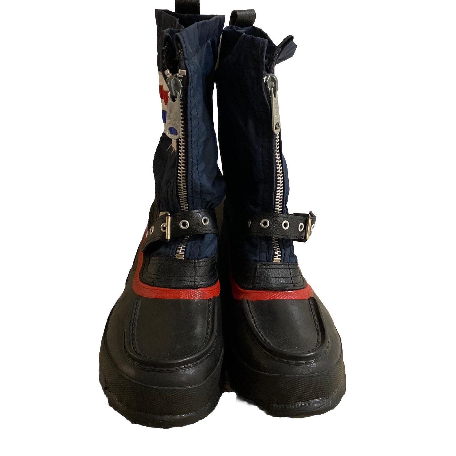 TRAX Vintage Steel Shank Snowmobile Boots Navy Black Size 8 EU 41 Made in Korea Mens Vtg TRAX Steel Shank Winter Snowmobile Snow Boots Navy  main image 3