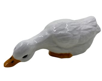 Ceramic Glazed Hand Crafted Missouri White Country Farm Duck Goose Statue 4.5"