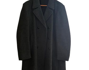 VTG Stratojac Charcoal Grey Wool Blend Double Breasted Overcoat USA Mens sz 42