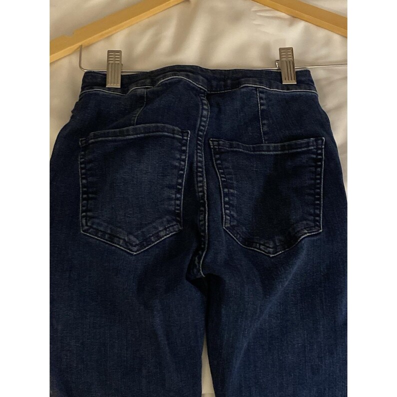 FREE PEOPLE Lace Tie Up Jeans 24 Blue Jegging High Waisted Super Skinny Pants image 6