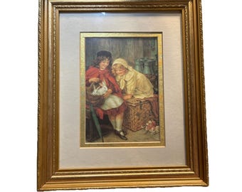 Lithograph Matted & Gold Gilt Framed "Pets"portrait By George Sheridan Knowles