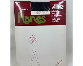 Medias panty Hanes Alive Support vintage, talla C, azul marino clásico, estilo 811 H13-7543, nuevas.