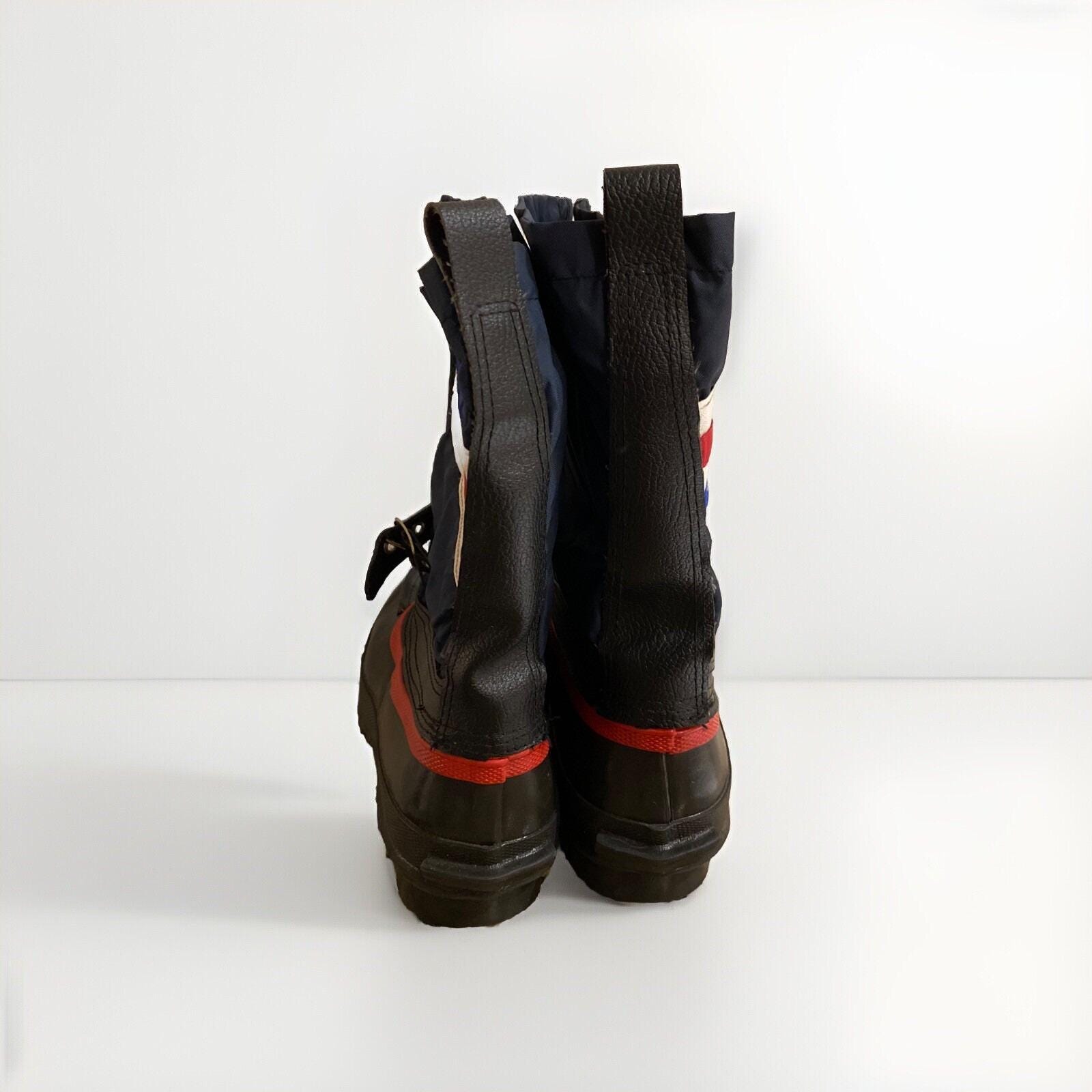 Mens Vtg TRAX Steel Shank Winter Snowmobile Snow Boots Navy 