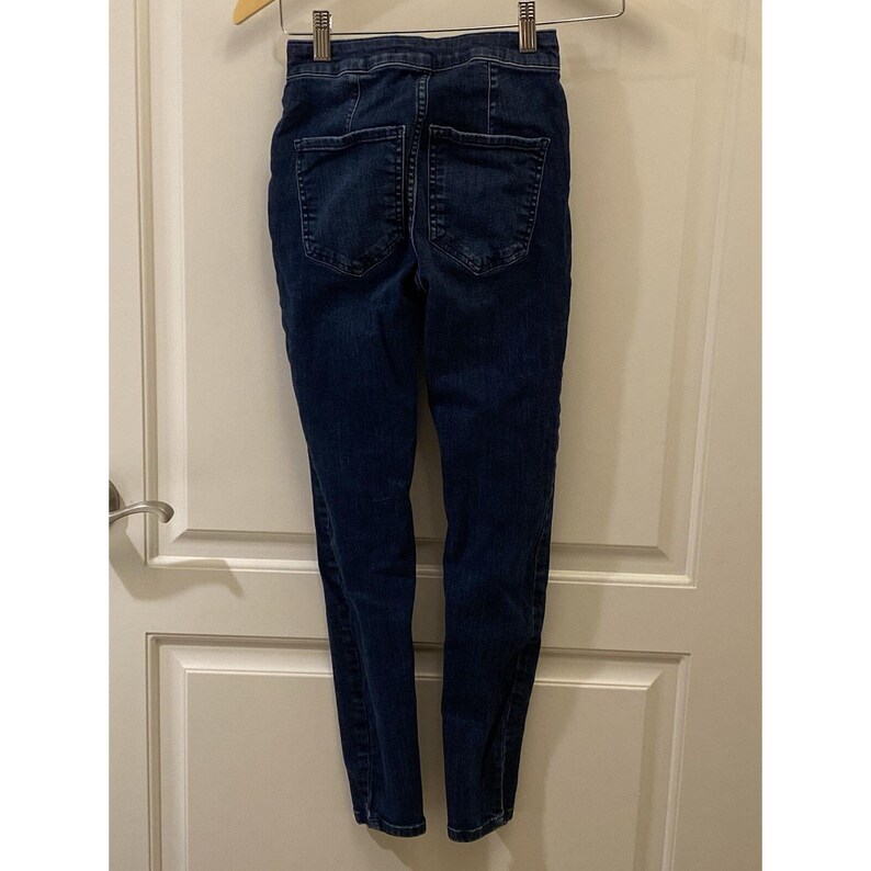 FREE PEOPLE Lace Tie Up Jeans 24 Blue Jegging High Waisted Super Skinny Pants image 4