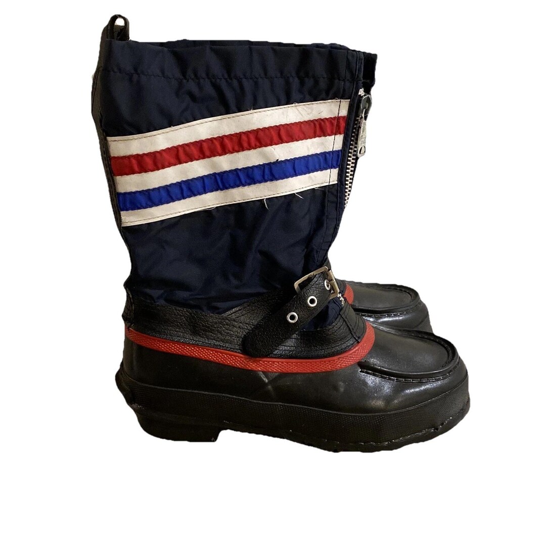 Mens Vtg TRAX Steel Shank Winter Snowmobile Snow Boots Navy 