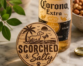 Bulk Personalized Wood Bottle Opener Coaster | Custom Logo Engraved Bar Accessory