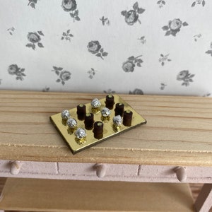 1:12th Scale Dollhouse Chocolates Truffles on a Board Dolls House Sweets Candy