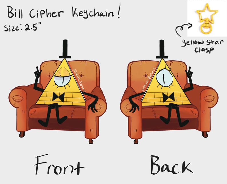 Bill Cipher Keychain - Etsy