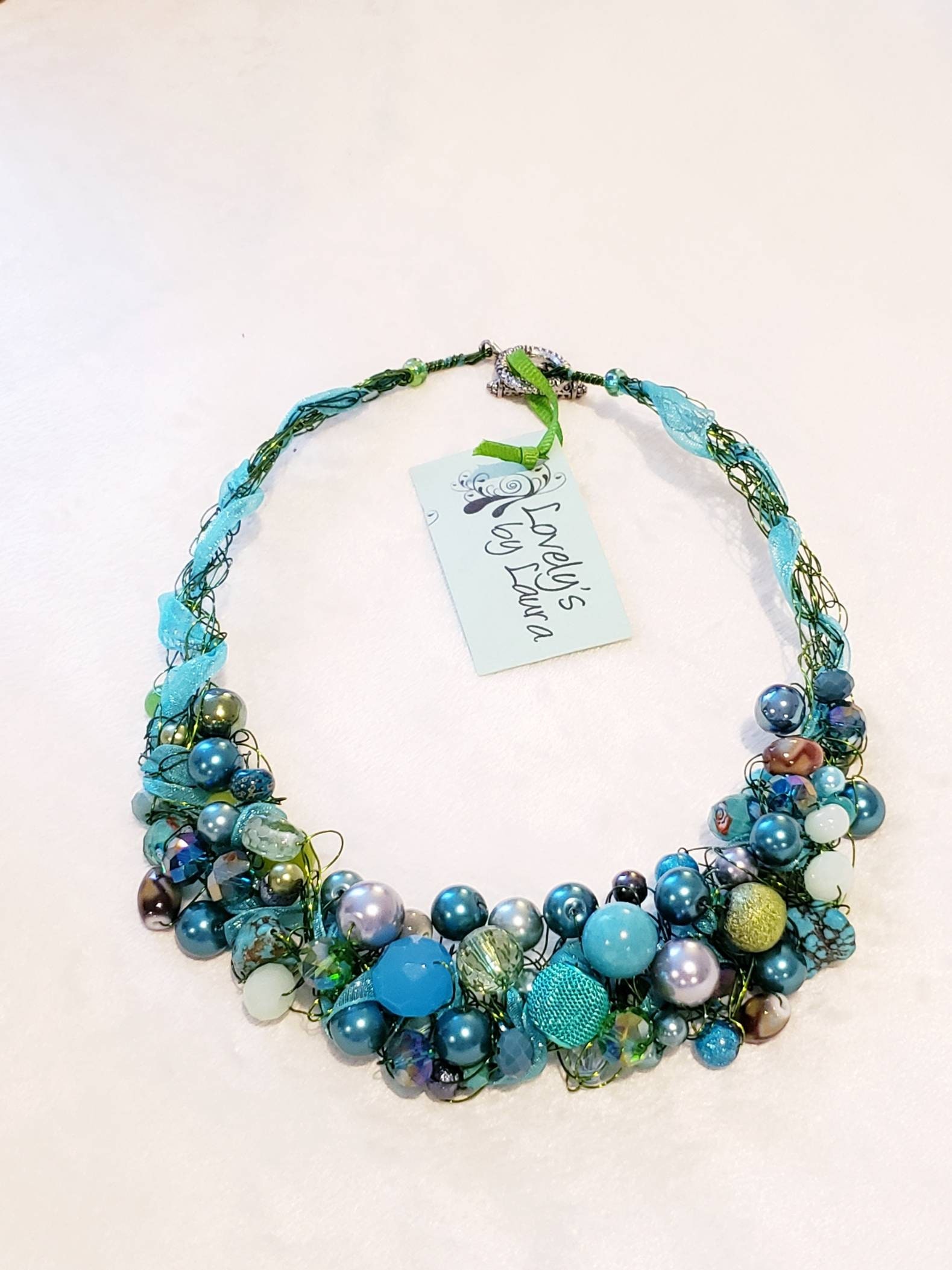 Crystal Seas Crocheted Wire Necklace Etsy