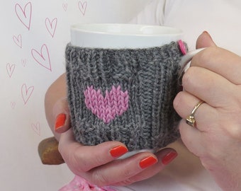 Valentines Mug Cosy Knitting Pattern PDF