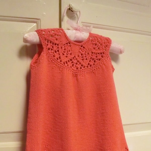 baby and child dress knitting pattern with lace yoke