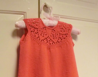 Baby Dress Knitting Pattern with Lace Yoke, Meredith Baby Dress, Vintage Style, Knitted Girls Dress, Knitted Toddlers Dress, Party Dress,