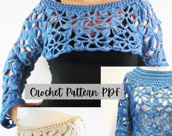 Chunky Crochet Crop Top Pattern PDF, Crochet Motif, Long and Short Version