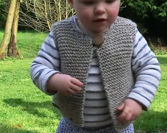 Toddler Knitting Pattern, Baby Cardigan, Easy Baby & Child Gilet, Knitting Pattern PDF, chunky knitting,