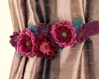 Floral Crochet Curtain Tieback Pattern,Crochet Pattern PDF