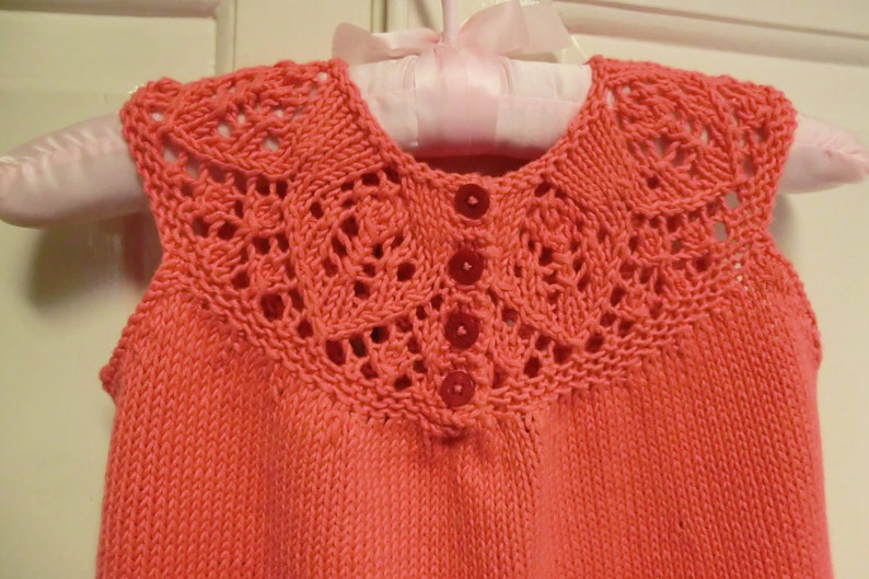 back of lace yoke dress knitting pattern