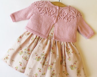 Baby Cardigan Pattern PDF, Baby Girl Knitting Pattern, Baby Knitting, Lace Baby Cardigan, Meredith Baby Cardigan, Instant Download PDF
