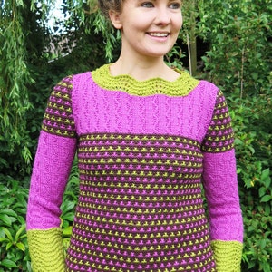 Ladies Sweater Knitting Pattern in 3 colours Knitting Pattern PDF image 1