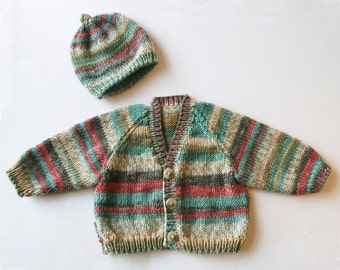 Basic Baby Cardigan and Hat, Knitting Pattern PDF