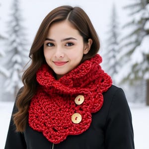 Crochet Cowl Pattern PDF, Chunky Crochet Cowl, Chunky Cowl with Buttons,  Cowl Neck Warmer, Goth Cowl, Crochet Scarf Pattern