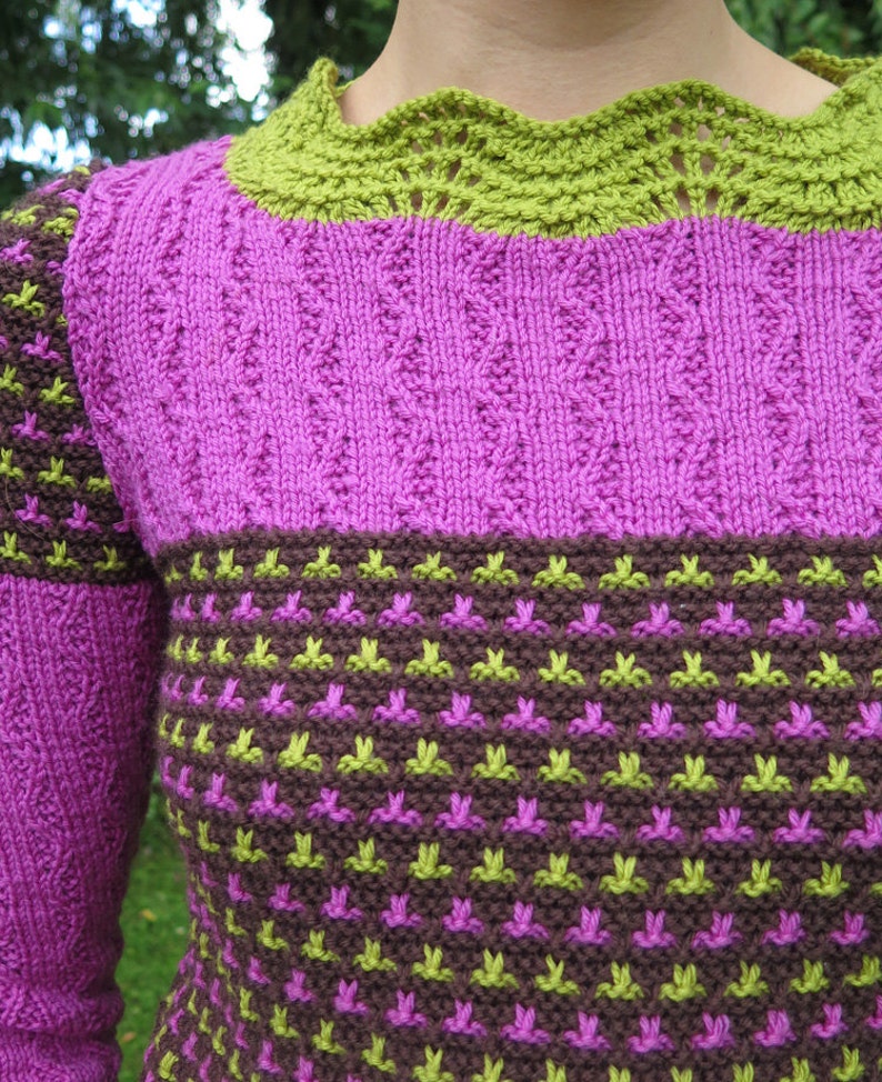 Ladies Sweater Knitting Pattern in 3 colours Knitting Pattern PDF image 3