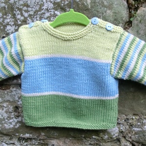 Striped baby sweater knitting Pattern, stripy baby sweater, baby knitting pattern, knitting pattern PDF image 2