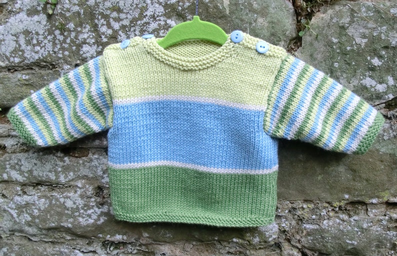 Striped baby sweater knitting Pattern, stripy baby sweater, baby knitting pattern, knitting pattern PDF image 2
