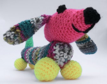 Colourful Dachshund Crochet Pattern, Amigurumi Dachshund, Crochet Pattern PDF