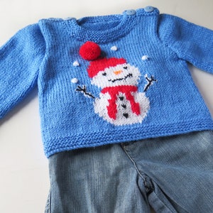 snowman motif christmas, winter knitting pattern for babies and toddlers