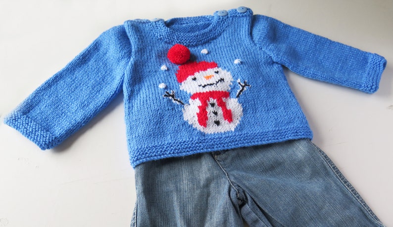 snowman motif christmas, winter knitting pattern for babies and toddlers