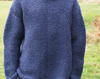 Easy Knit Men’s Chunky Sweater Pattern – Garter Stitch Pullover PDF – Beginner Friendly Knitting Pattern – Digital Download Jumper for Him