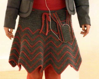Crochet Skirt worked in Chevrons, Zig Zag Skirt Crochet Pattern PDF, UK and US pattern