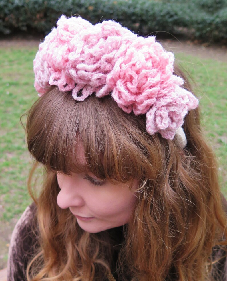 Floral Headband Crochet Pattern for Princesses, Weddings and Festivals image 1