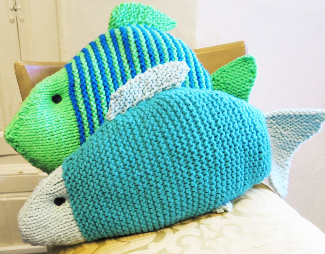 Knitted Cushion, Pillow, Fish Cushion, Fish Gift, Knitted Fish