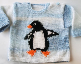 Baby Knitting Pattern, Baby Penguin Sweater, Pattern PDF