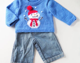 Baby and Toddlers Christmas Sweaters featuring Christmas Tree or Snowman ages 0 - 3 years -  Pattern PDF  - Instant Download
