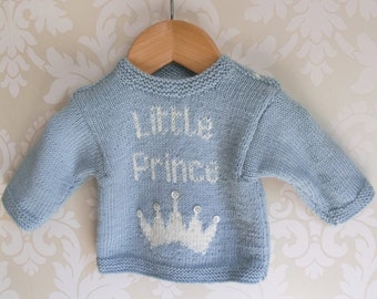 Little Prince and Little Princess baby sweater knitting Pattern, New Baby Gift, Baby Shower Gift, Baby and Toddler jumper