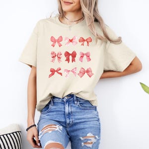 Valentine&#39;s Day Shirt, Valentine&#39;s Bow Shirt, Pink Bow Collage Shirt, Valentine&#39;s Collage Shirt, Cute Bow Shirt