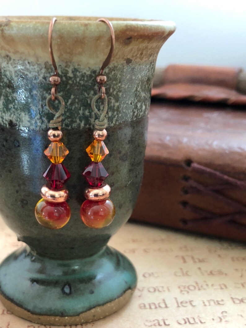 OOAK Earrings Autumn Flower