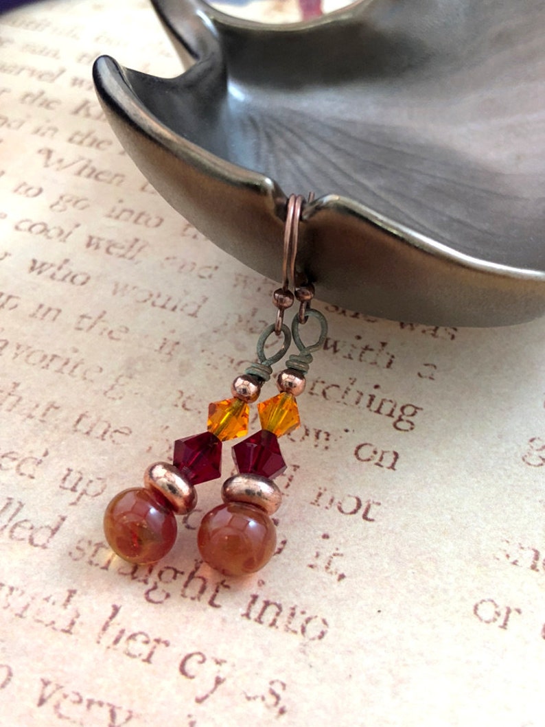 OOAK Earrings Autumn Flower