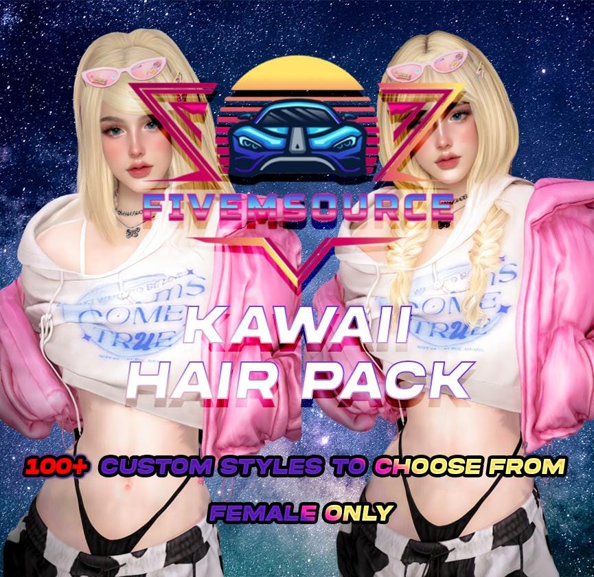 GTA V: Kawaii Hair Pack | FiveM Ready | Female Only | Lore-Friendly | High Quality | Drag & Drop | ToS Compliant | GTARP