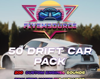 GTA V: 50 Drift Car Pack | FiveM Ready | 200 Custom Engine Sounds | High Quality | Drifting | Free Handling Script | BONUS CARS