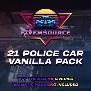 GTA V: 21 Vanilla Police Car Pack | FiveM Ready | High Quality | Drag & Drop | LSPD Fleet | Excellent Handling | Custom Livery