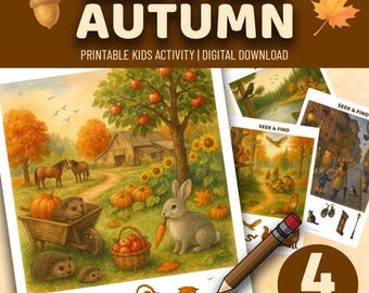 Seek and Find Autumn Printable | Fall Hidden Objects Game for Kids | Preschool Activity PDF