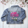 Personalized Hand Embroidered Floral Initial Denim Jacket,Costume Cute Baby Girls Jacket With Name,Baby Shower Gift,Baby Birthday Gift product logo