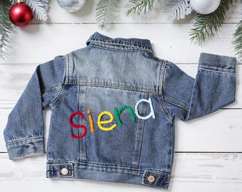 Personalized Baby Name Jean Jacket,Custom Girls Boys Toddler Name Denim Jacket,Different Colors Name Jean Jacket,First Birthday Gift